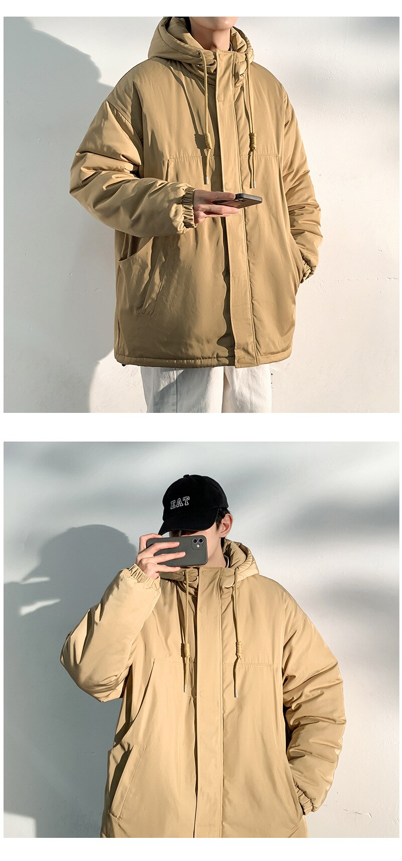 sanyamk New Fashion Hooded Warm Coat Men Casual Oversize Jacket Loose Baggy Streetwear Front Pocket Hiphop Clothing