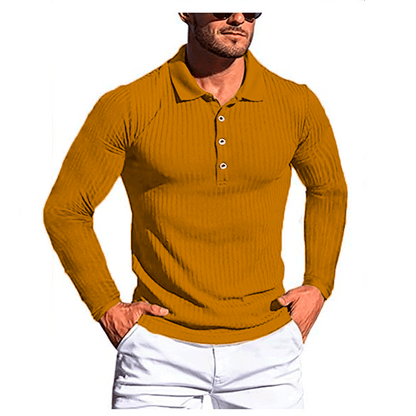 sanyamk New Polo Men Solid Stripe Fitness Outdoor Elasticity Long Sleeve Polo Shirts for Men Fashion Stand Collar Mens Shirts