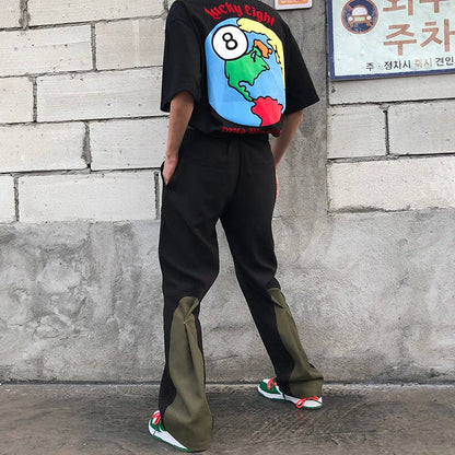 Bonsir -  Street High Vibe Style Cargo Pants Men's Fashion High Street Pants Overalls Color Block Patchwrok Button Trousers 2Y5808