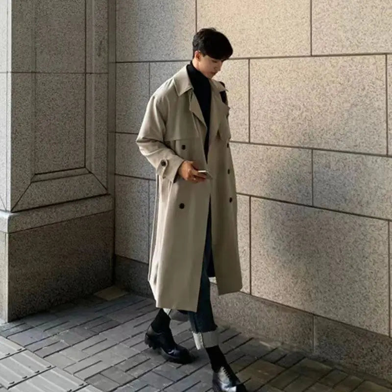 Bonsir Autumn Winter New Men's Coats Male Slim Long Jacket Fashion Boutique Solid Slim Men's Trench Coat Jacket Plus Size W75