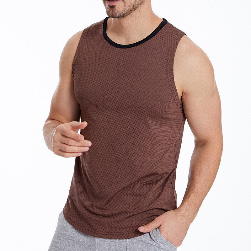 sanyamk 2022 NEW Bodybuilding Tank Tops Gym sleeveless Fitness Shirt men summer Running undershirt Elastic quick-drying Sports Vest men