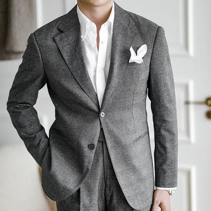sanyamk High Quality Wedding Suits For Men Solid Color Business Formal Casual Dress Suits 2 Pieces Office Work Party Prom Costume Homme