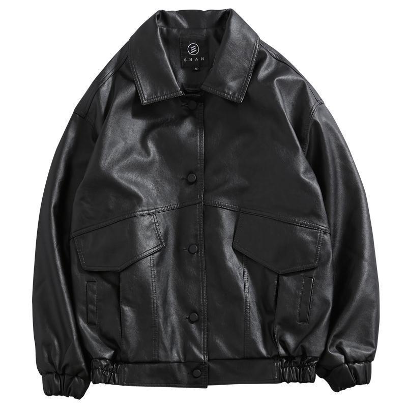 sanyamk PU Leather Jacket Men Black Soft Faux Leather Jacket Motorcycle Biker Fashion Leather Coats Male Bomber Jacket Pockets Clothes