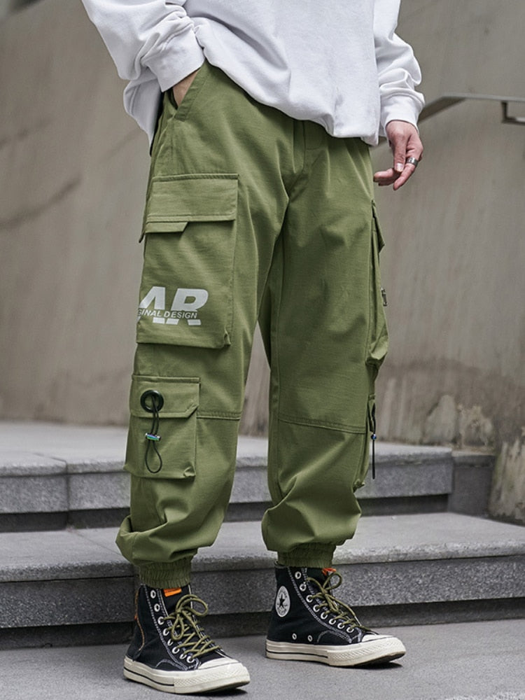 Bonsir Men Cargo Pants Multiple Pockets Casual Pants Streetwear Sweatpant Harajuku Leggings Trousers Hip Hop Overalls Jogger Men Pants