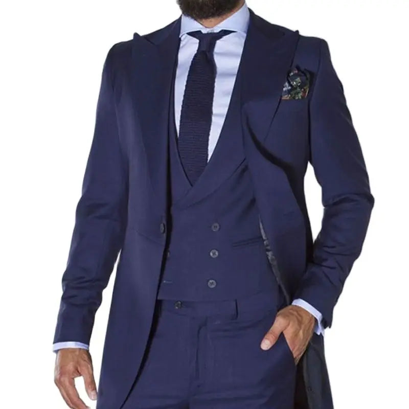 sanyamk Men Suits 3 Pieces For Wedding Custom Made Groom Long Male Fashion Blazer Jacket Vest Pants Groomsmen Costume Terno Slim