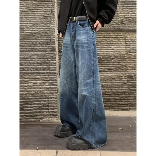 sanyamk Y2k Autumn street trend personalized straight leg wide leg washed jeans American men and women hip-hop loose casual pants