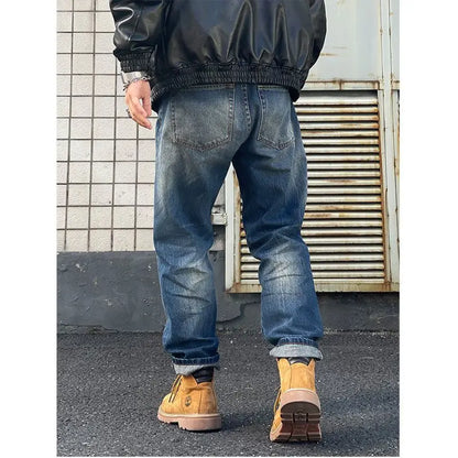 sanyamk New Spring and Summer Men's Jeans Vintage Solid Color Elastic Classic Jeans Men Slim Fashion Denim Trousers Male G115