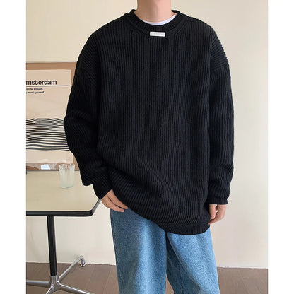 Bonsir Korean Fashion Sweaters Men Autumn Solid Color Wool Sweaters Slim Fit Men Street Wear Mens Clothes Knitted Sweater Men Pullovers