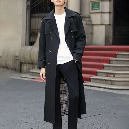 sanyamk Mens Long Casual Coat Genderless 2024 New Autumn Winter Fashion British Style Temperament Slim Retro Solid Color Jacket Unisex