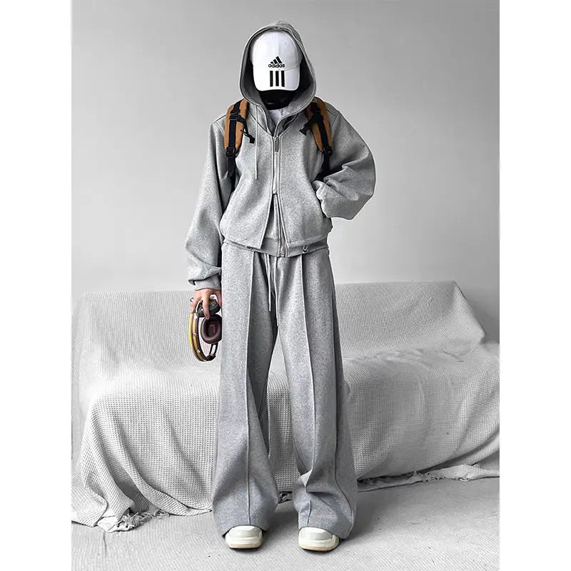 sanyamk Wide Leg Sweatpants Men Oversize Gray Sports Pants Sportswear Casual Trousers Male Loose Korean Streetwear Hip Hop