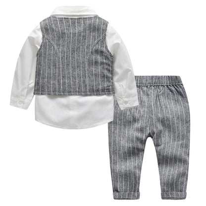 sanyamk Boy Suit Dress Long Sleeve Shirt Vest Trousers Gentleman Bow Tie Gentleman Suit Four Piece Set Of Boy Treasure
