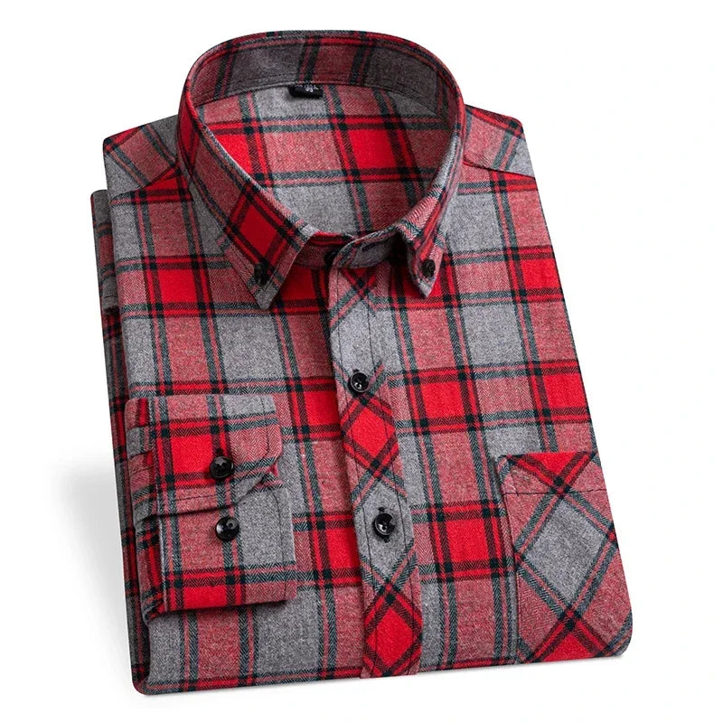 sanyamk 2024 Men  Regular Fit Soft Daily Casual Shirts Clothing Plus size Autumn Winter Fashion New Cotton Flannel Plaid Shirts