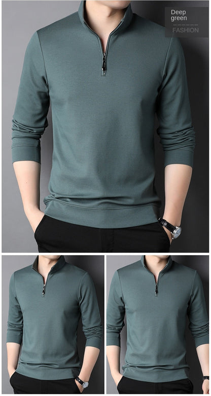 sanyamk Top Grade New Fashion Brand Luxury Zipper Polo Shirt Men Casual Plain Korean Solid Color Long Sleeve Tops Mens Clothing 2024