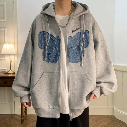sanyamk  -  Embroidery Streetwear Y2k Zip Up Hoodies 2024 Pullover Casual Korean Fashion Graphic Sweatshirts Hooded Hoodies