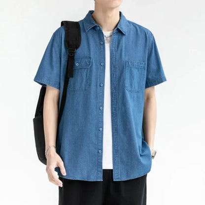 sanyamk Short-sleeved Shirt Men's Casual Workwear Japanese Jacket