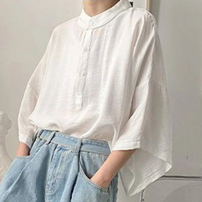 Bonsir Summer Oversize Shirt Men's Fashion Dolman Sleeves Tops Casual Shirts Streetwear Korean Loose Short Sleeve Tee Shirts Pullover