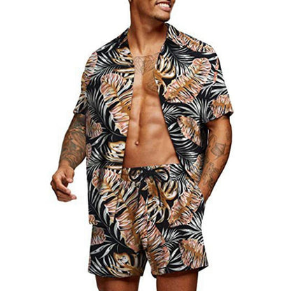 sanyamk Vintage Striped Print Shirts Mens Two Piece Sets Summer Short Sleeve Beach Shirt And Loose Shorts Men Suits Fashion Streetwear