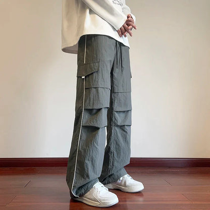 sanyamk Mens Joggers Spring Casual Loose Staight Sweatpants Elastic Waist Waterproof Trousers Hip Hop Casual Unisex Pants