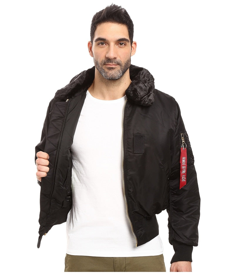 Bonsir Winter B15 American Retro Bomber Jacket Fur collar Cotton Padded Military Tactical Flight Jacket Male