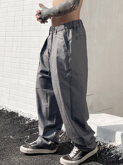 sanyamk Hot Sale Baggy Wide Leg Casual Pants for Men, Y2k Fashion Loose Fit Soft Cotton Trousers Ruffled Hallen Trousers Pantalones