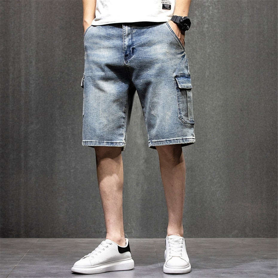 Bonsir Plus Szie 44 Denim Shorts Men Summer Jeans Shorts Baggy Cargo Shorts Fashion Streetwear Short Pants Male Big Size