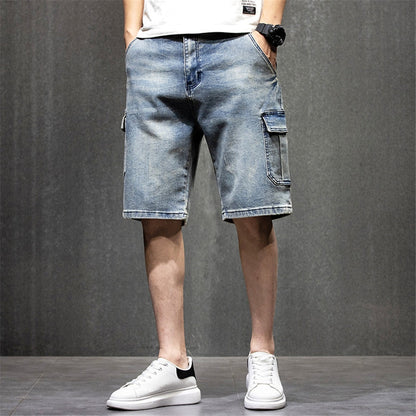 Bonsir Plus Szie 44 Denim Shorts Men Summer Jeans Shorts Baggy Cargo Shorts Fashion Streetwear Short Pants Male Big Size