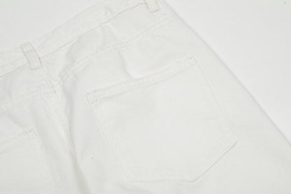 sanyamk High Street Sanskrit Embroidered Flared Jeans Men and Women Vibe Style Loose Straight Casual Denim Trousers Retro Baggy Pants