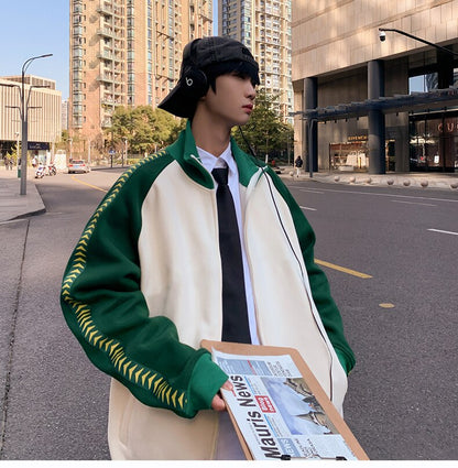 Bonsir Vintage Baseball Jassen Mannen Vrouwen Harajuku Stiksels simple Streetwear Casual Losse Varsity Jacket Paar student coat