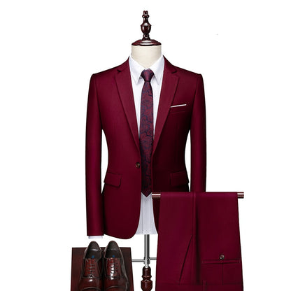Men&#39;s Suit 2 Piece Set Blazers Pants Classic Business Gentleman Formal Groom Wedding Dress Plus Size High Quality Suit 6XL