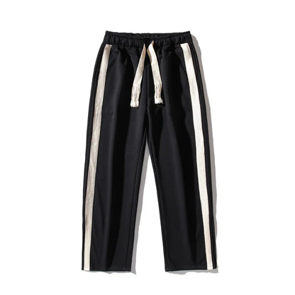 Bonsir Side Striped Printed Men Sweatpants Streetwear Wide Leg Trousers 2024 Oversized Harem Pants