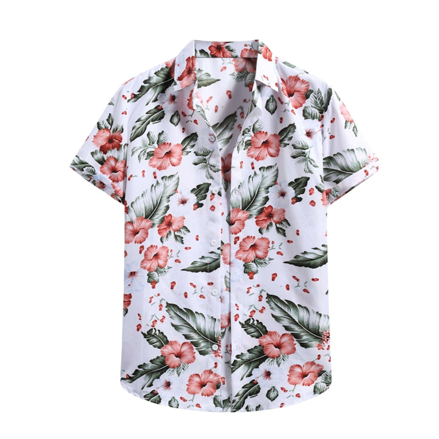 sanyamk Men's Shirts Vintage Ethnic Style Lattice Printing Summer Casual Streetwear Stand Collar Short Sleeve Loose Mens Hawaiian Shirt