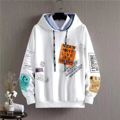 sanyamk Harajuku Print Hoodies Sweatshirt Men's Korean Hoodie Spring Autumn Fashion Mens Clothes Hip Hop Casual Hooded Streetwear Hoodie