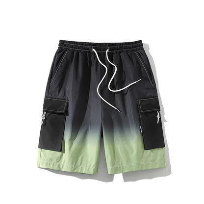 sanyamk  -  Men's Gradient Straight Shorts Summer New Fashion Loose Short Pants Male Streetwear Casual Shorts Green/Yellow/Blue/salmon pink