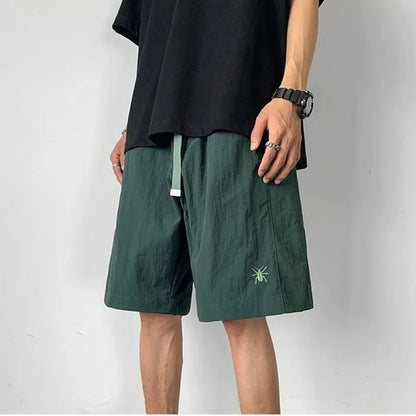 Bonsir Summer Functional Overalls Men's Unisex Y2k Street Fashion Embroidery Casual Pants Sweatpants Shorts Knee Length Cargo Shorts