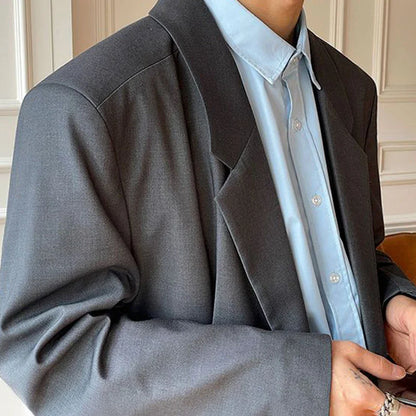 sanyamk Coat Men's Mid-Length Autumn New Men'S Korean Style Trendy Loose Over-The-Knee Casual Retro Comfortable Simple Suit Collar Coat