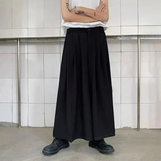 Bonsir Y2k Casual Gothic Skirt Unisex Fashion Dark Daily Personality Loose Streetwear Versatile Samurai Skirt Unisex Can Be Belted