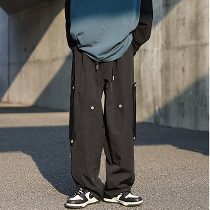 sanyamk High Street Retro Cargo Pants Casual Large Pocket Overalls Men's and Women's New Autumn Loose Straight Tube Wide Leg Trousers