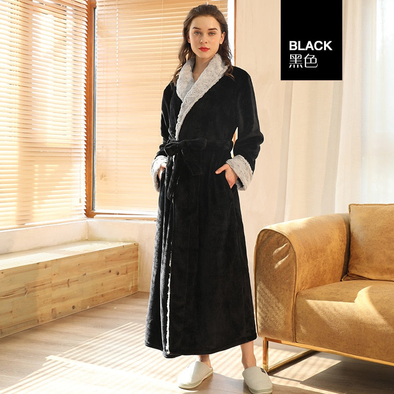 Bonsir Bathrobe Men Robe Kimono Men Robes Bath Men Sleepwear Mens Robes Long Sleeve Nightgown Fall/winter Coral Fleece Couples Home