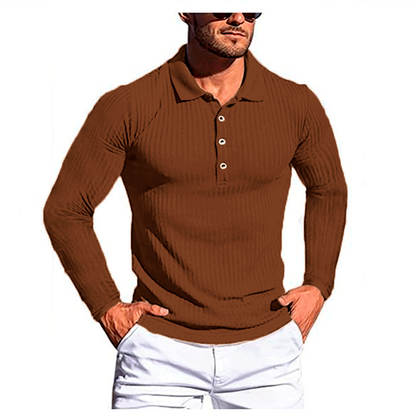 sanyamk New Polo Men Solid Stripe Fitness Outdoor Elasticity Long Sleeve Polo Shirts for Men Fashion Stand Collar Mens Shirts