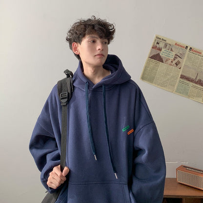 Bonsir Spring Autumn City Boy Hoodie Men's Casual Vintage Tide Brand Loose Hoodie Top Black Navy Blue Green Gray