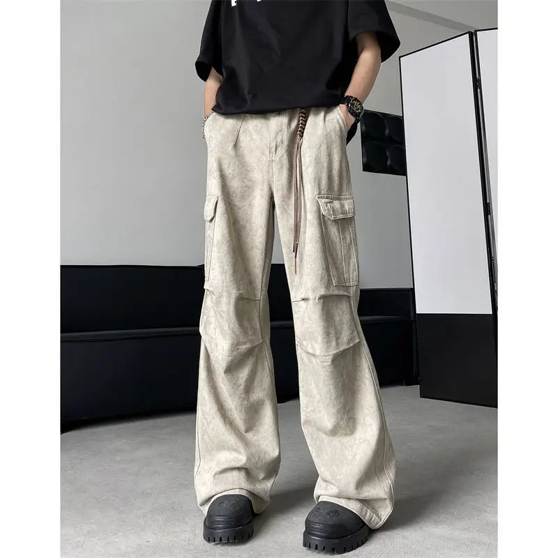 sanyamk Spring and Autumn American Street Fashion Personalized Straight Tube Men and Women Loose Hip Hop Retro Casual Wide Leg Pants y2k