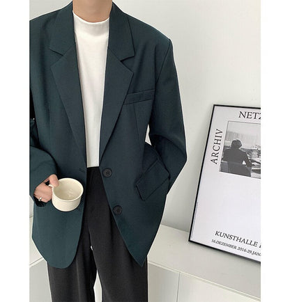 sanyamk Men's High-quality Casual Suit Jackets Formal Western-style Clothes Loose Black/brown/green Blazers Business Coats S-XL