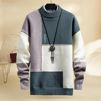 Bonsir Winter Autumn Mens Fashion Loose Sweater Thick Knitted O-neck Warmful Pullovers Casual Cozy Streetwear for Men K-pop Style