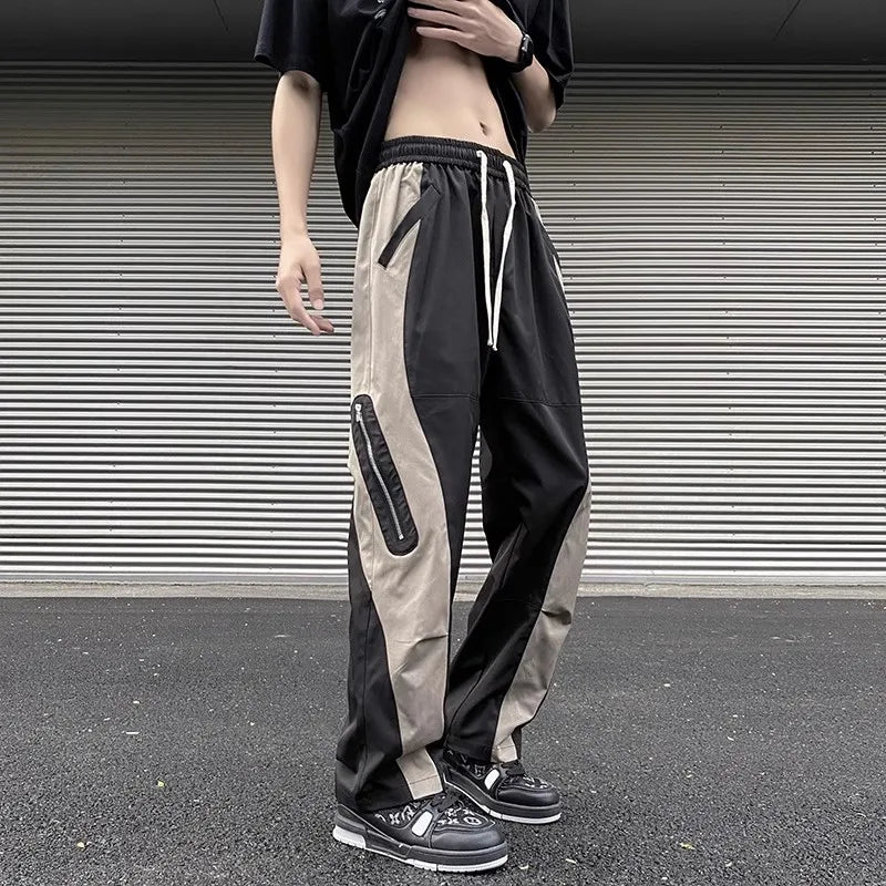 sanyamk Techwear Parachute Cargo Pants Men Patchwork Zipper Loose Casual Trousers Male Summer Streetwear Hip Hop Spliced 5XL