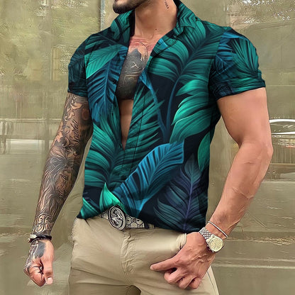 sanyamk Shirts And Blouses Hawaiian Men's Shirt Tropical 3D Print Casual Beach Short Sleeve Tops Oversized Tees Man Clothing Camisa