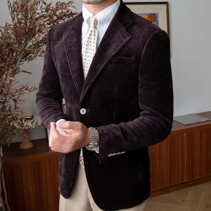 sanyamk Gentle Dress Banquet Chenille Fleece Thick Suit Coat Versatile Slim Warm Suit Retro Blazer Hombre Casual Coat Slim Long Sleeve