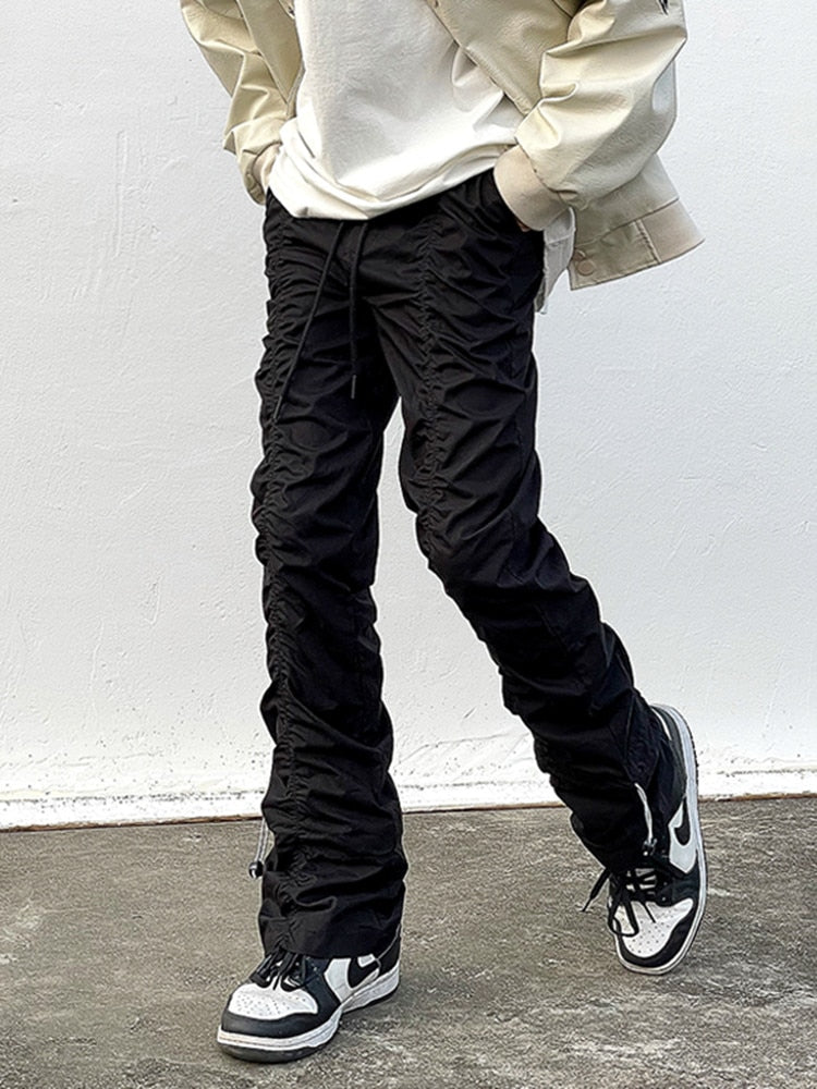 Bonsir Sets With Pants Man Harajuku Punk Men's Streetwear Black Hip Hop Fashion Clothing Casual Tactical Trousers Y2k Goth Flared