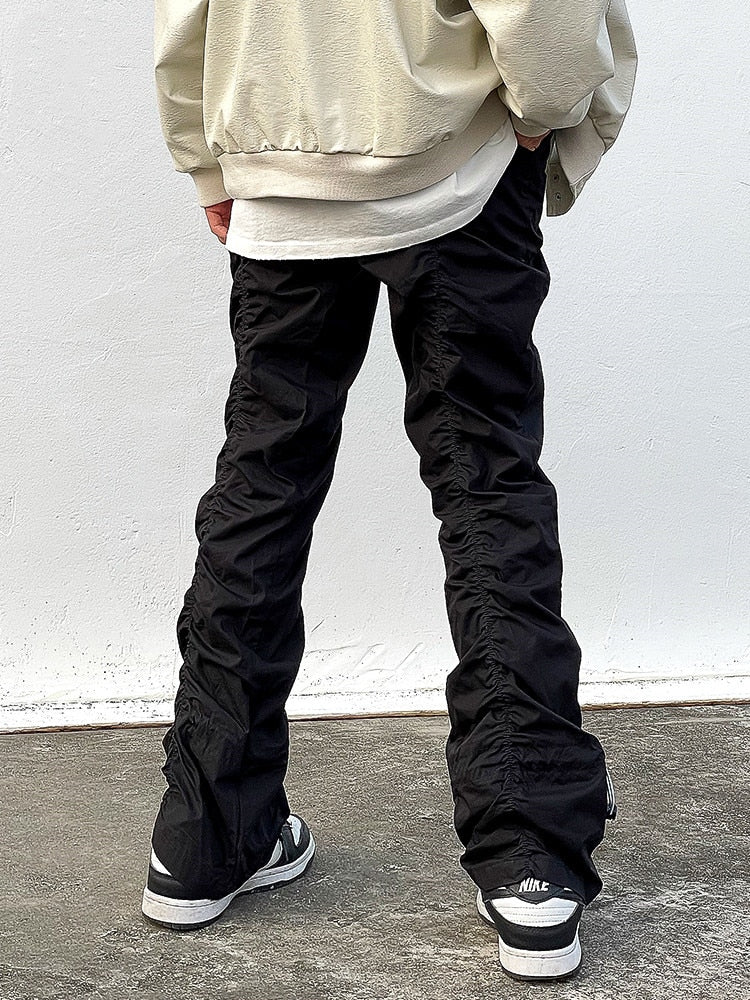 Bonsir Sets With Pants Man Harajuku Punk Men's Streetwear Black Hip Hop Fashion Clothing Casual Tactical Trousers Y2k Goth Flared