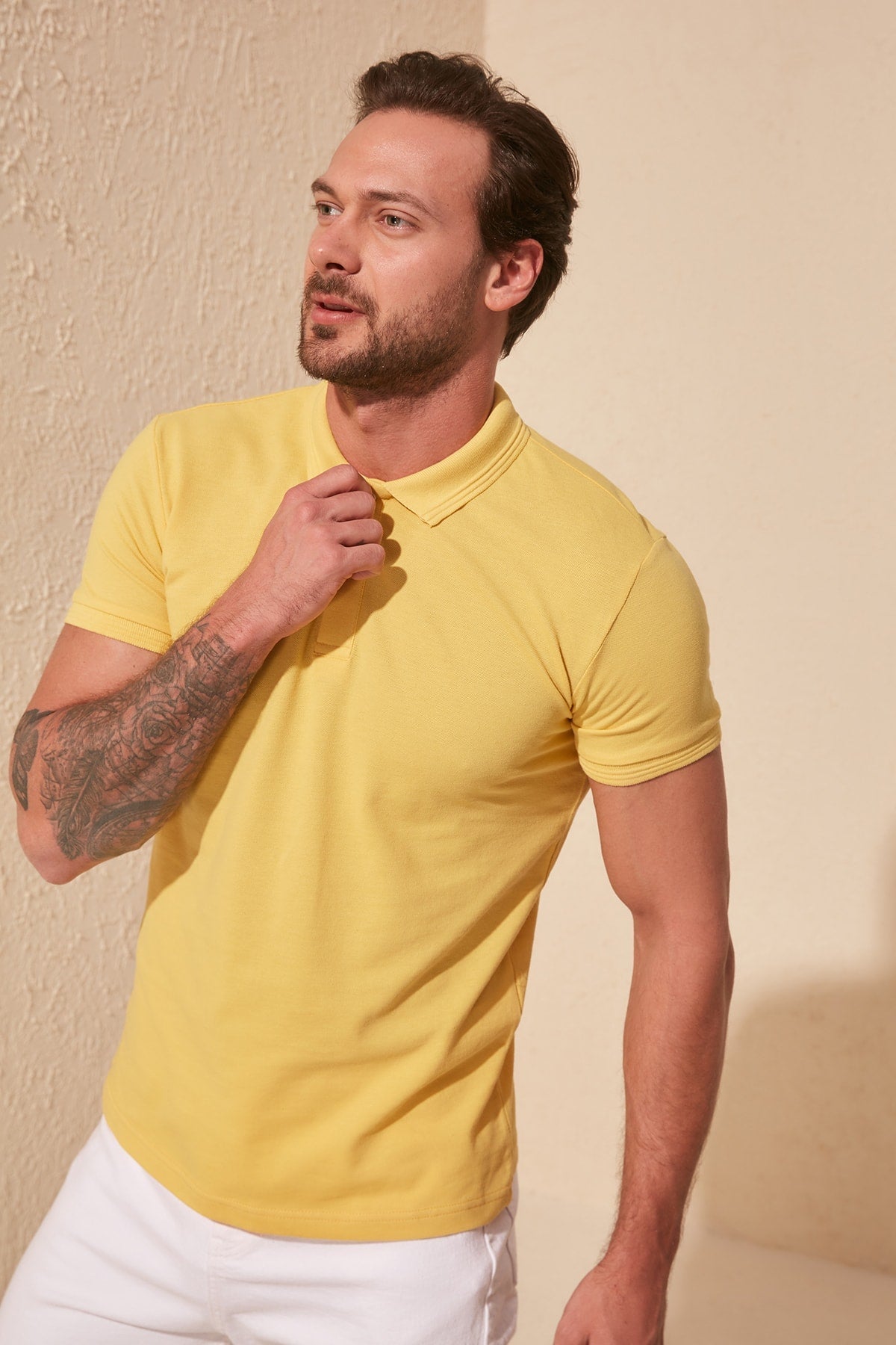 sanyamk Male Colar Jacquard Polo Collar T-Shirt TMNSS20PO0009 Men 'S Clothing Fashion 2021 Summer Spring Male Top T-shirt футболка