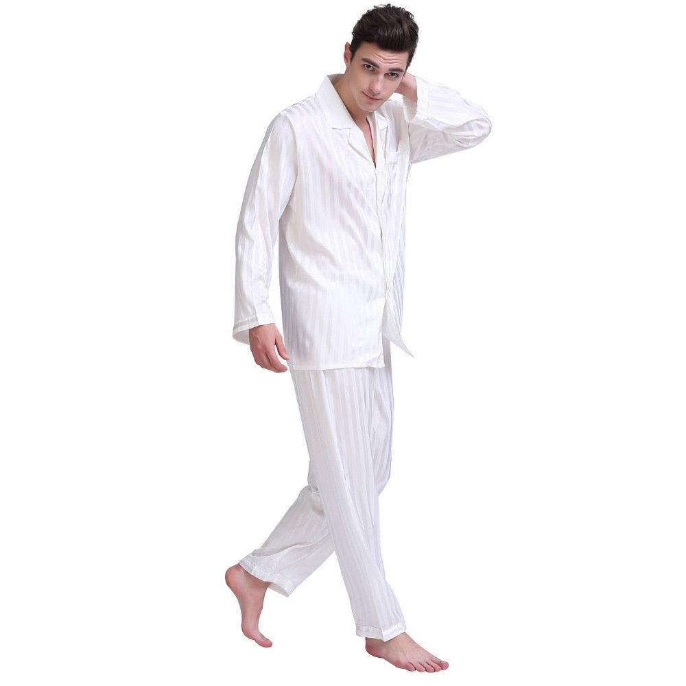 sanyamk Mens Silk Satin Pajamas Set  Pajama Pyjamas Set  PJS  Sleepwear Set Loungewear  U.S.S,M,L,XL,2XL,3XLL,4XL Plus Striped